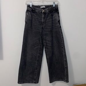 Black distressed flare jeans